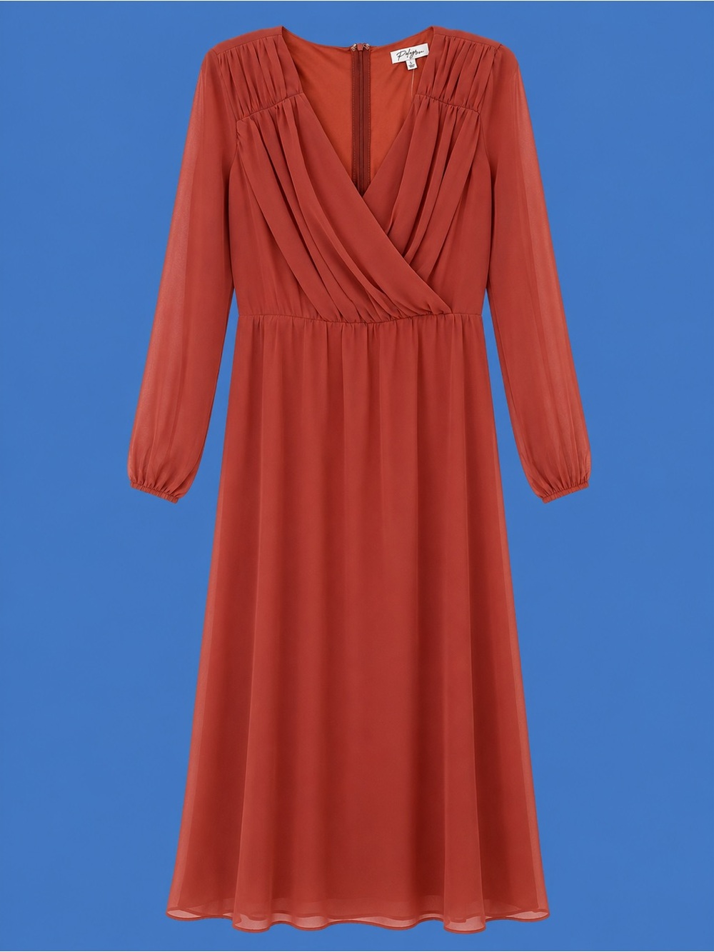 Polagram Long-Sleeve Dusty Terracotta Maxi Dress